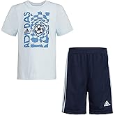 adidas boys Short Sleeve Cotton Graphic Tee & Shorts Set