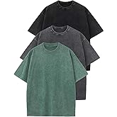 Flygo 3 Pack Boys Girls T-Shirts Cotton Acid Washed Oversized Tee Shirts Kids Loose Short Sleeve Summer Basic T Shirt Tops