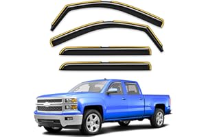 Breejoy in-Channel Extra Durable Rain Guards Fit for 2014-2018 Chevy Chevrolet Silverado/GMC Sierra Crew Cab Truck,Vent Window Visors, Window Deflector, Vent Shades Car Accessories -4 pcs