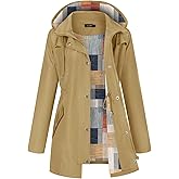 LOMON Women Waterproof Outdoor Hiking Raincoat Women Lined Rain Jacket Lightweight Hooded Jackets Trench Coats