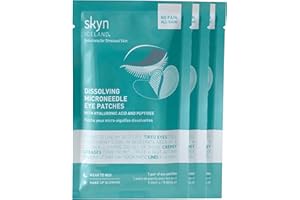 skyn ICELAND Dissolving Microneedle Under Eye Patches with 39% Hyaluronic Acid and Peptides, No Slip Overnight Eye Mask for Fine Lines, Wrinkles and Firming, Vegan, All Skin Types, 3 Pairs