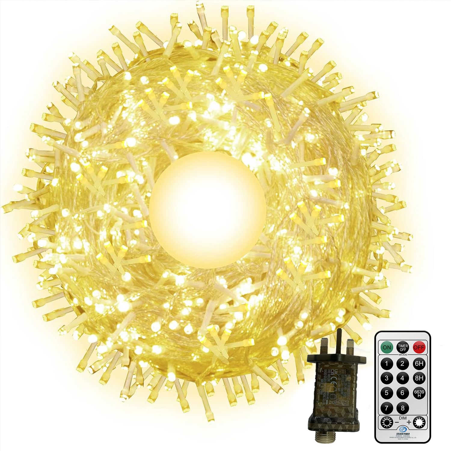 CORST 100M Fairy Lights Outdoor String Lights Plug in, 600LED Long Balcony Gazebo Lights Indoor Fairy Light String for Room,Waterproof with Remote,Timer, 8 Modes for Garden Tree(Warm White)