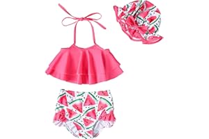 SANPERSONLIN Baby Girl Summer Swimsuit with Hat Toddler Girls Bikini Sets Infant Bathing Suit Beach Outfits