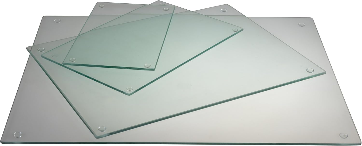 Clever Chef - Glasschneidebretter - rutschfest, bruchsicher, beanspruchbar, schmutzabweisend und spülmaschinenfest - 4er-Set mit verschiedenen Größen