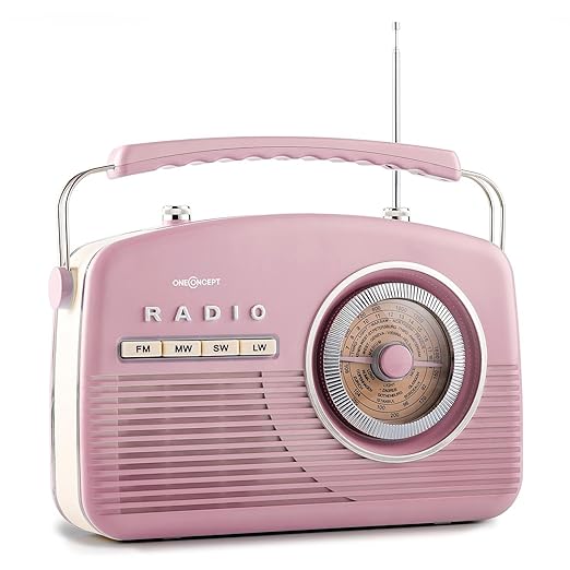 title=oneConcept NR-12 radio vintage (ricezione AM/FM/LW, antenna telescopica, design