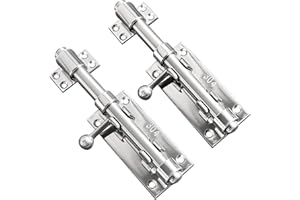 ASZUNE 2Pack Door Latch Lock Barrel Bolt 6 Inch, 304 Stainless Steel Slide Gate Latches Security Thickened 2.5mm with Padlock Hole, Silver