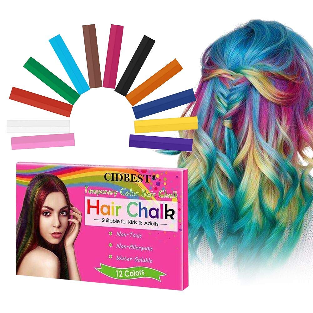 Hair Chalk, Temporary Hair Chalk Pens, Hair Chalk Set, Washable Hair Color,Non-toxic Washable Hair Dye, for Kids Hair Dyeing Party, Cosplay - 12 Color