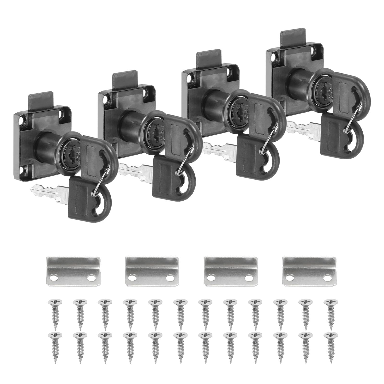 PATIKIL Drawer Lock with Keys 4Pcs Desktop Lock 13/16"(20mm) Cylinder Length 5/8"(16 mm) Cylinder Dia Alloy Steel Mailbox Locks Keys Alike for File Drawer Storage Lock, Black