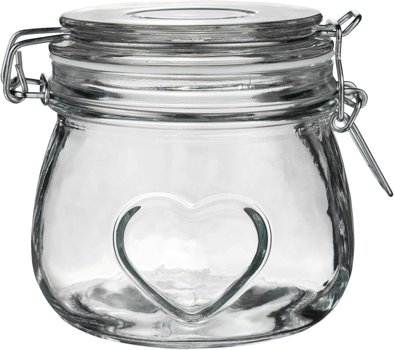 Pack of 3 500ml Set Nicola Spring Heart Glass Storage Jars with