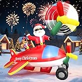 8FT Christmas Inflatables Airplane Outdoor Decorations Santa Claus on Flying Animated Helicopter Built-in LED Lights Xmas Inflatable Blow Up Christmas Yard Decor for Gardern Lawn Indoor Winter Holiday