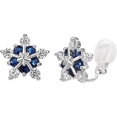 SELOVO Snowflake Flower Zircon Cubic Zirconia Clip on Stud Earrings for Women