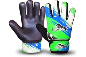 LIONCO Kids Goalie Gloves,Youth Soccer Gloves for Boys Girls,Professional Goalkeeper Gloves,Durable,Anti-Slip Grip,Adjustable Wrist Strap,Breathable