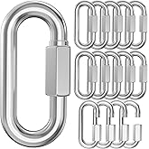 15 Pack Heavy-Duty Chain Hooks Quick Links - 304 Stainless Steel 1/4" Locking Carabiner Anti-Rust Chain Connector Quick Link for Towing,Swing,Shade Sail,Bird Toys,Capacity 800lb
