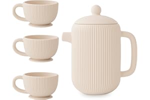 mushie Silicone Baby Tea Play Set | 4 Pieces Kitchen Play Toys for Toddlers 10 Months+ (Shifting Sand)