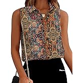 Zeagoo Women's Sleeveless Button Down Shirts Blouses Solid Casual Basic V Neck Tank Tops for Work S-XXL
