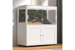 ANNZOE Large 60 Gallon Reptile Terrarium with Storage Cabinet and Sliding Door Handle, Reptile Tank with Wheels & Metal Mesh Roof Door – Ideal Habitat Enclosure for Snakes, Lizards, and Geckos