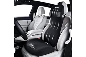 FLORICH Car Seat Cushion and Lumbar Support Headrest Pillow Memory Foam Ergonomic Car Cushion Back Neck Support Pillow Sciatica & Back & Tailbone Pain Relief Cushion for Car Seat Driving, Black