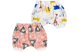 MooMoo Baby 2 Packs Pink Animal Print Unisex Toddler 2-3T Breathable Summer Shorts Diaper Pants for Girls