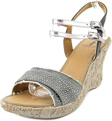 Amazon.com | Corkyâs Rhinestone Pewter Dollar Canvas Heeled Platform Women Sandal - 35-1510 (10 