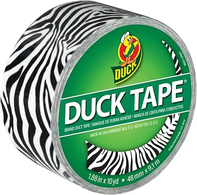 Duck ShurTech Patterned Tape Zebra 1.88-inch x 10yd Craft Repair Decor