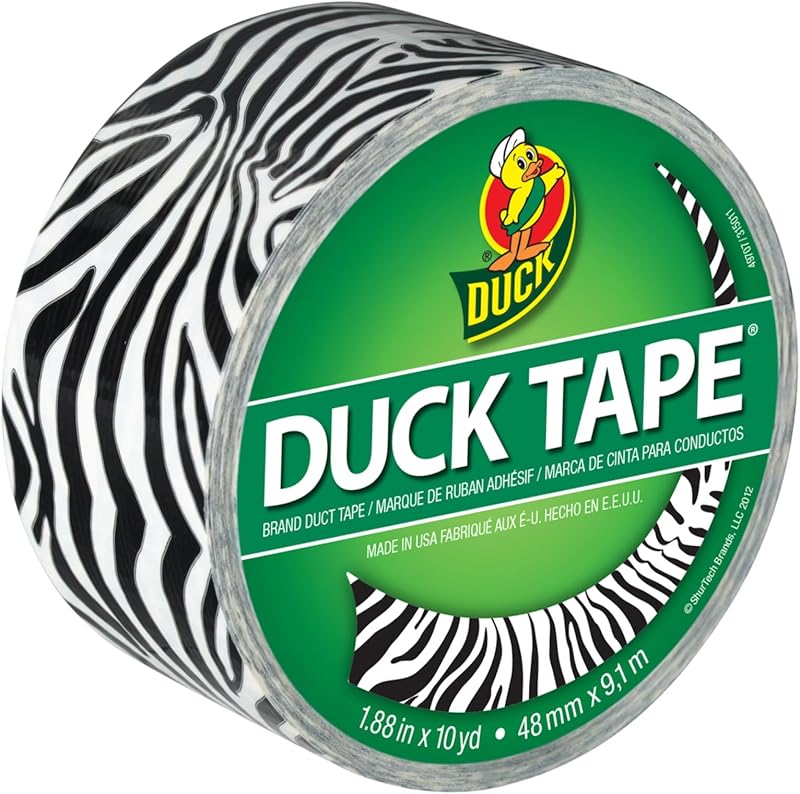 Duck ShurTech Patterned Tape Zebra 1.88-inch x 10yd Craft Repair Decor