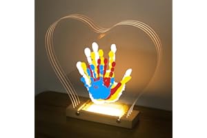 Bixinyo Family Handprint Kit with Light, Baby Handprint and Footprint Kit, DIY Craft Keepsake, Family Gifts for New Parents, Christmas, Adoption, Baby Shower New Mom Gifts for Boys & Girls (Heart)