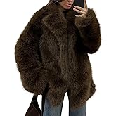Kissonic Women's Long Faux Fur Coat Lapel Shaggy Winter Jacket Luxury Warm Furry Open Front Outerwear