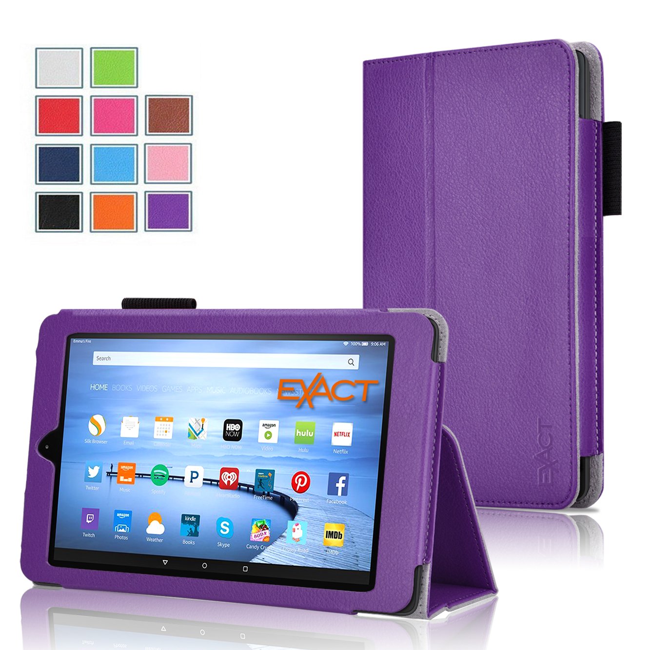 Exact PRO SlimFit PU Leather Folio Case for Amazon Fire 7 2015 Tablet