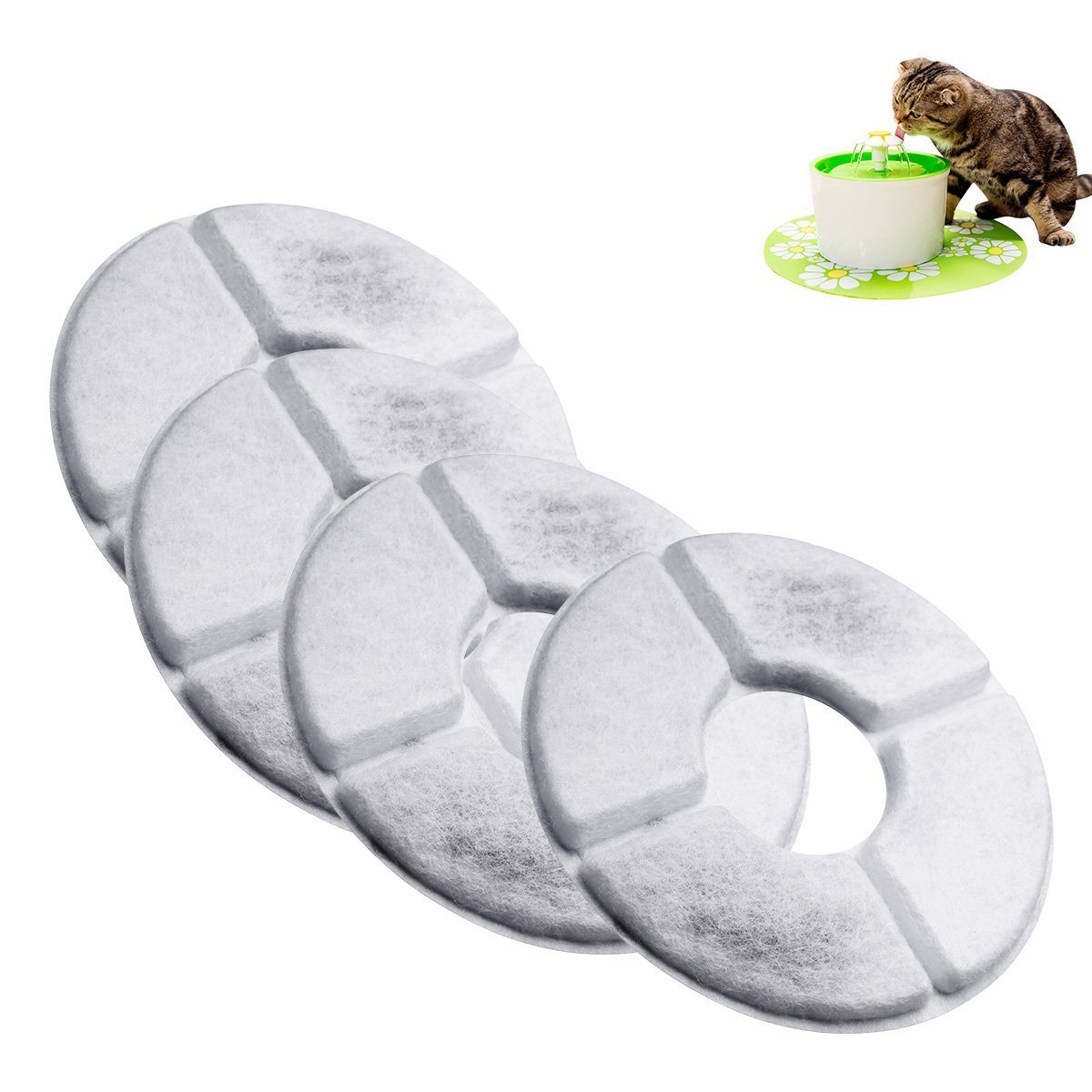 isYoung Fuente de Mascota Dispensador de Agua Automático Filtros de Carbón Activado Premium Paquete de 4, Filtros de Fuente para Mascotas