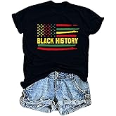 YZMI Black History Shirts for Women Short Sleeve Black History Month Tshirt Loose Tops
