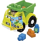MEGA BLOKS Toddler Building Blockstoy Car with 1 Block Buddies Figure, Raphy Recycling Truck for Toddlers 1-3