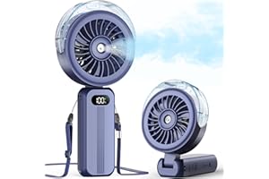 Otlonpe Handheld Misting Fan Portable, Powerful 4 High Speeds Rechargeable Small Hand Held Fan Water Mist, 4000mAh Battery Op