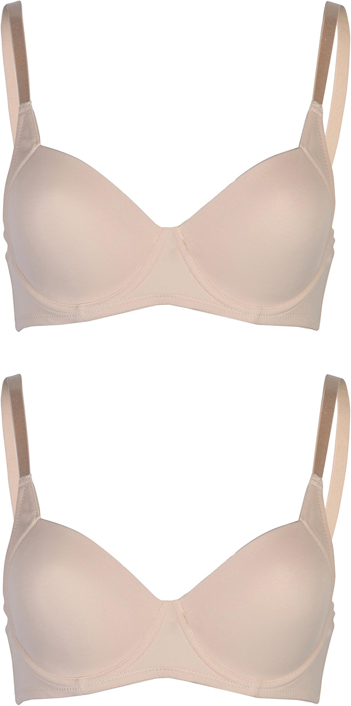 Passionelle® Womens Classic Lingerie Designer Seamless T-Shirt Bras - Pack of 2