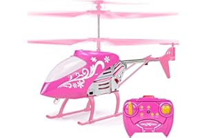 Bloolilies Remote Control Helicopter for Kids, Rc Helicopters for Girls 8-10 11 12 Birthday, 2.4GHz 3.5 Channel Rc Plane Helicopter Drone with LED Light for Beginner Indoor- Pink