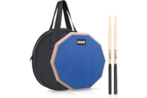 LOLUNUT 12 Inch Silent Drum Pad, Dumb Drum Beginner Rubber Practice Pad, with 5A Drum Sticks &Storage Bag (Blue)