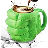 LUCYLANKER Superhero Inspired Fist Mug, Oversized Ceramic Coffee Cup with Sculpted Grip Design, Funny Shaped 3D Mugs, Boxed Novelty Gift for Marvel Fans & Collectors on Birthdays, Father's Day, 24oz