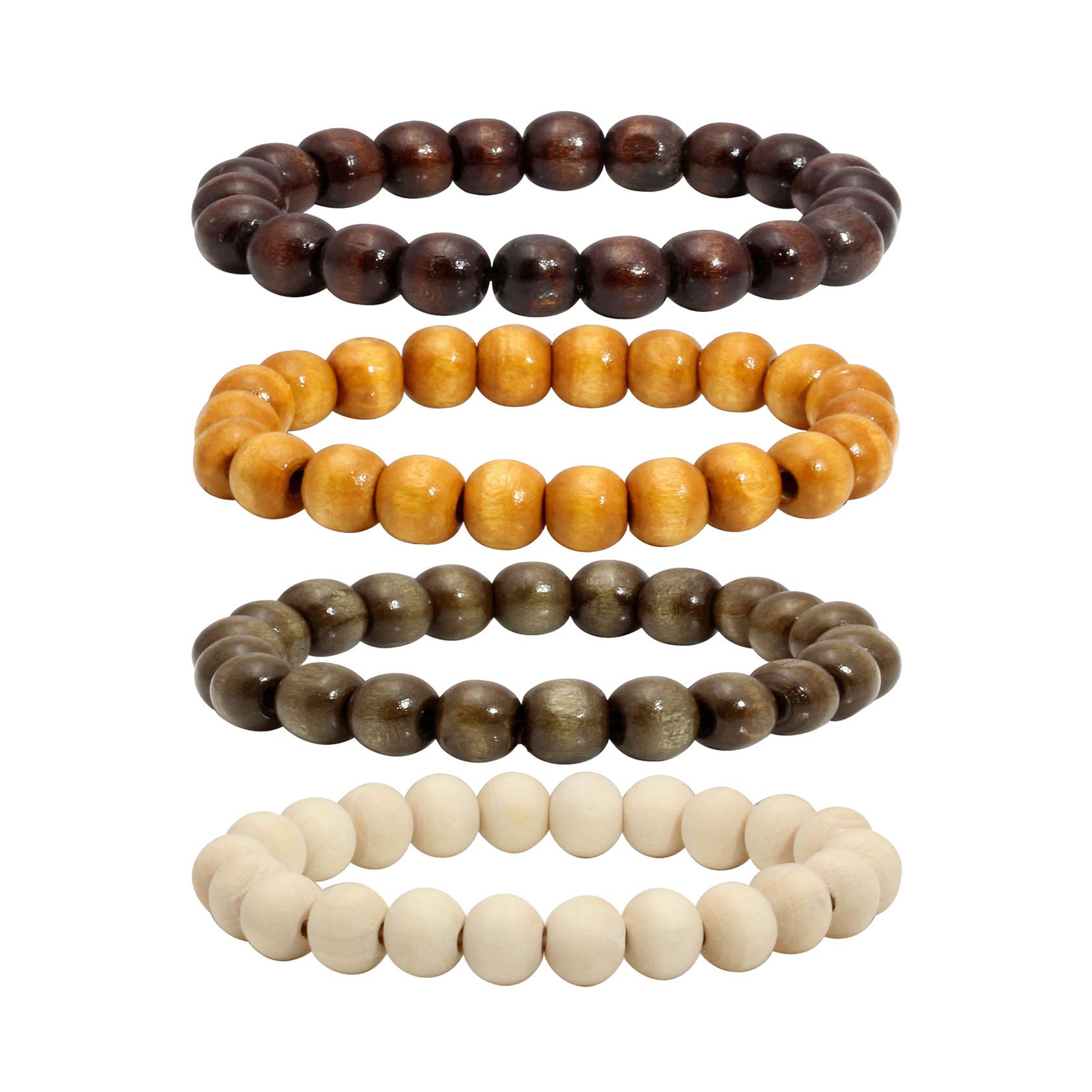 MILAKOO 4 Pcs 10mm Wood Beads Buddhist Mala Prayer Wrist Mala Bracelet