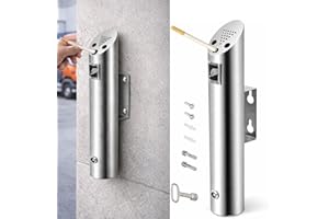 Wall Mounted Trash Can Outdoor Waste Receptacle, Stainless Steel Cylinder Commercial Trash Bin Container for Keeping a Fresh 