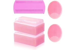 PAKENYESHA Cradle Cap Brush for Babies, 5Pcs Cradle Cap Treatment Set with Soft Bristle Brushes Silicone Scrubber Fine-Tooth Comb for Newborn Bathing Essentials Baby Brush and Comb Set (Pink)