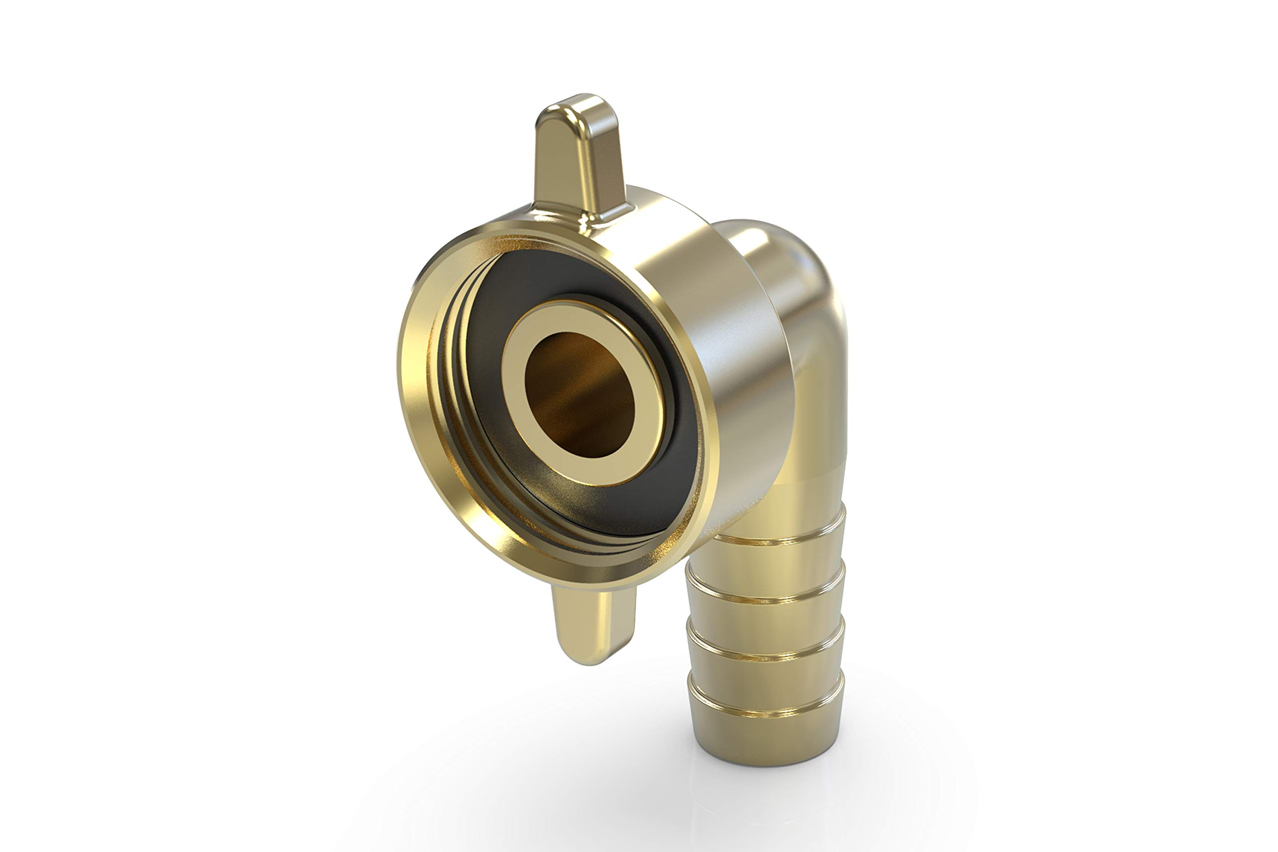 ABA Beul 55015.006.2 Angle Hose Fitting with Wing nut, Brass, 1 x 19