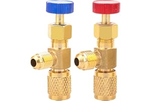 TOYOSPORT HVAC Refrigerant Charging Safety Valve, Brass Low Loss Fittings, 5/16 to 1/4 R410A R22 R32 Quick Connect Adapter Set, HVAC Tool for Home AC