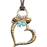 joymiao Leather Necklace for Women Long Boho Necklace Bohemian Choker Vintage Necklace Braided Boho Jewelry with Adjustable Brown Leather Cord