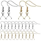 Aylifu 50pcs Hypoallergenic Earring Hooks - Stainless Steel Wire Ear Ball Hooks with Pendant Clasp for Jewelry Making Supplies