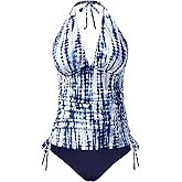 Talisea Two Piece Halter Tankini Swimsuits for Women Tummy Control Bathing Suits V Neck Swimwear