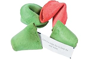 Fun Express Fortune Cookies Individually Wrapped Bulk - 50 Christmas Red & Green Cookies for Holiday Parties | Premium Quality Traditional Chinese Fortune Cookie Treats | 12 Ounces Total Weight
