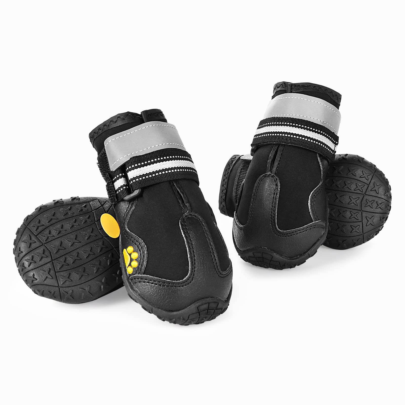 Faankiton 4PCS Dog Boots Waterproof Dog Shoes with Reflective Straps and Sturdy Anti-Slip Sole for Medium and Large Dogs Outdoor (6#)
