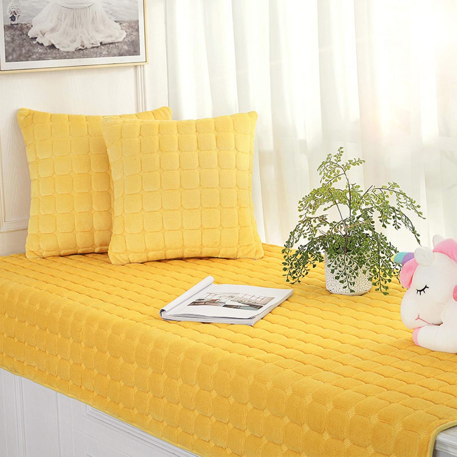 Cojín De La Ventana De La Bahía para Ttami Balcón,Felpa Enrejado