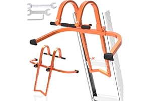 TAEOOX 2 in 1 Ladder Stabilizer & Ladder Hook for Roof Ridge, Heavy Duty Ladder Roof Hooks with Rubber Grip T-Bar, Secure and Stable Ladder Standoff Arms for Roof Gutter with Anti-Slip Rubber Feet