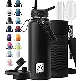 DYSANKY 40 oz Insulated Water Bottle | Thickened Stainless Steel Vacuum Metal | Portable Sports Water Jug for Gym and Hiking with Straw, Carrier Bag, Handle Strap | BPA-Free 40 oz, Black
