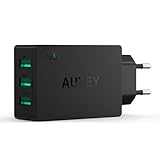 AUKEY Cargador USB de Pared con 3 Puertos USB 30W/6A con Tecnología AiPower Una Corriente Máxima De 2,4A para iPad, iPhone, Samsung, Huawei, Asus, Xiaomi y otros dispositivos USB